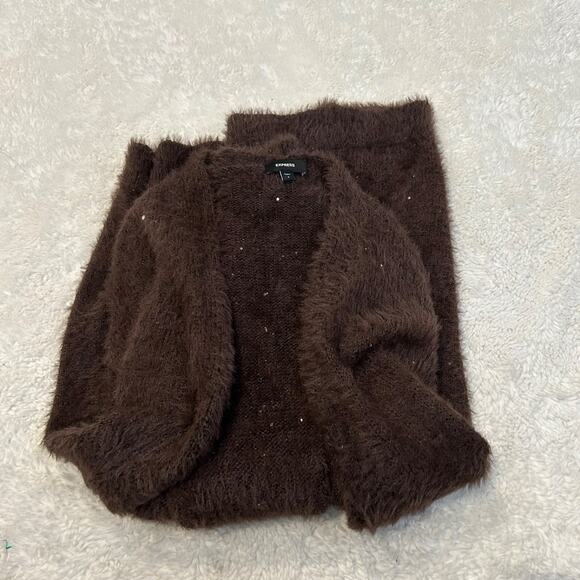 Express Sweaters - Express Womens Chocolate Brown Chic Soft Cardigan Sz Small *Missing Belt
